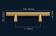 (80-Pk) Belwith-Keeler Kitchen Cabinet Handles Brushed Brass 3″ Hole Center