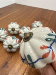 Antique Blue white Porcelain Ceramic Floral Drawer Cabinet Knobs Pulls Lot 6