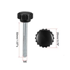 2Pcs M6 x 50mm Male Thread Knurled Clamping Knobs Grip Thumb Screw on Type