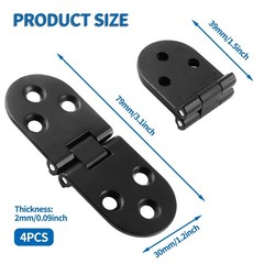 Auvotuis 4Pcs Heavy Duty Folding Table Hinges, Black, (3.1 x 1.18inch)