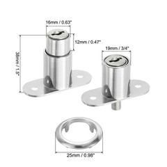 4Pcs 1-1/2″x3/4″ Drawer Desk Cabinet Push Plunger Lock, Keyed Alike