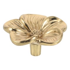 Gold Flower Cabinet Knobs: Decorative Floral Pulls – Single Hole Solid Brass