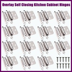 Satin Brushed Nickel 1/2″ Overlay Cabinet Hinges Self Closing Face Mount Hinges