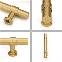 10 Pack 5 inch Hole Center Gold Cabinet Handles Brushed Brass Drawer Pulls fo…
