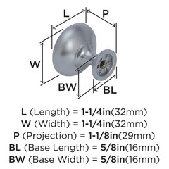 Amerock Edona Polished Chrome Cabinet Knob 1-1/4 Inch (Pack of 25)