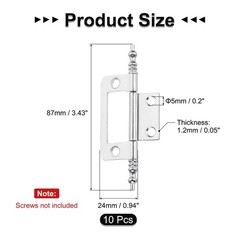 uxcell 10 Pcs Metal Non-Mortise Hinges, Cabinet Door Hinges for Nickel