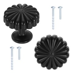 2 Pack Cabinet Knobs, 1.14″ Dia. Round Dresser Knob with Screws, Matte Black