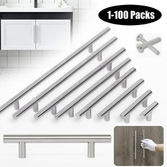 Brushed Nickel Cabinet Pulls Stainless Steel Drawer T Bar Door Handles Lot