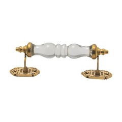 Ribbed Glass & Brass Cabinet Pull – Vintage Style Handle, Multi-Size