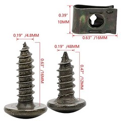 200Pcs Automotive U Tape Clip Fastener Self-tapping Screw+U Tape Clips 200PCS