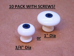 10 PACK – Wooden IVORY Screw Through Cabinet Drawer Door Knob Pull 3/4″ or 1″ ES