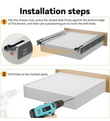 Soft Close Bottom Mount Drawer Slides 21 Inch Rails with Rear mounting Bracket..