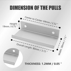 Silver Back Mount Finger Edge Pulls Aluminum Hidden Tab Drawer Handles 12 PCS