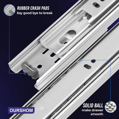 8 Inch Drawer Slides 1 Pairs (2Pcs) Side Mount Rails – Heavy Duty Full Extension