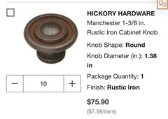 10 PIECE HICKORY HARDWARE Manchester 1-3/8 in. Rustic Iron Cabinet Knob