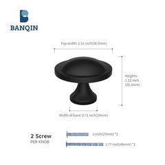 20 Pack Black Round Mushroom Cabinet Knobs – 1.5″ Drawer Hardware for Dresser