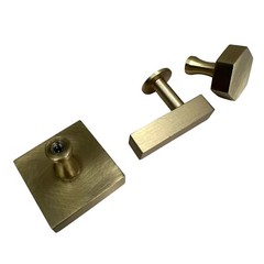 Modern Brass Cabinet Knob Pull Handle Gold Finish Square T Bar Drawer Set of 3