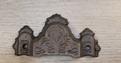 Antique Bin Cabinet Drawer Handle Pull Ornate Cast Iron Cup Original