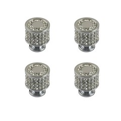 4 Pack Silver Round Rhinestone Cabinet Knobs, Single Hole, Minimalist Drawer