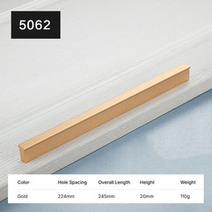 Gold Cabinet Pull Drawer Handle Aluminum Alloy for Wardrobe Kitchen