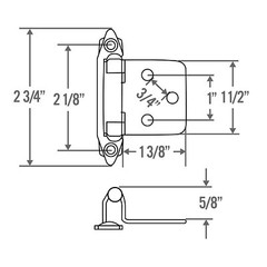 Silverline SH5001 Self Close Hinge 1.2mm Thickness Face Mount Overlay Variable