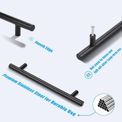 KNOBWELL 6 Pack 6-3/10″ Black Cabinet Pulls and 6 3/10inch(160mm),