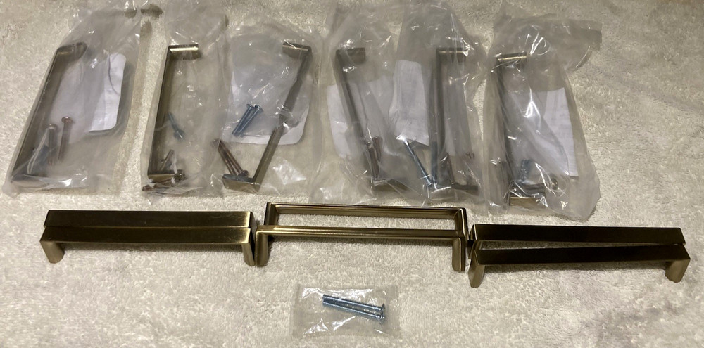 LOT 12 Modern Polished Brass Bar 128mm 5 1/16in Cabinet Drawer Door Pull Handle