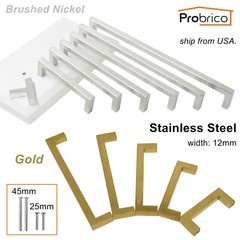 Square Kitchen Cabinet Pulls Stainless Steel Drawer Handles Brushed Nickel/Gold