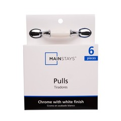 3″ 76mm Center-to-Center Classic Cabinet Pull Chrome & White 2 Pack