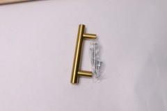 Goldenwarm Kitchen Cabinet Door Handle T Bar Tube Pull SS Brushed Brass 4″L
