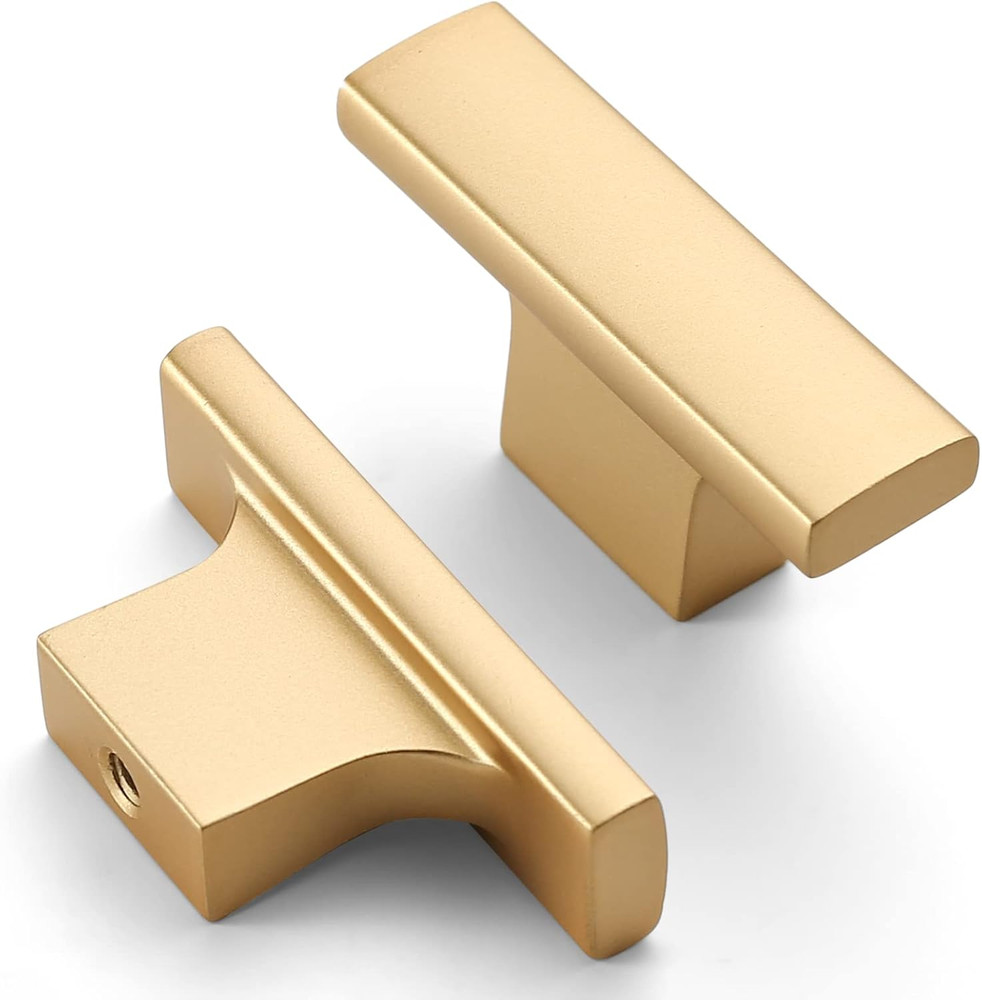 Amerdeco 10 Pack Brushed Gold Cabinet Knobs 2 Inch (50MM) Single Hole Cabinet Pu