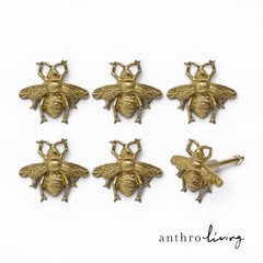NEW Anthropologie (Set of 6) Gold Bee Boho Cabinet Knobs Drawer Pulls Hardware