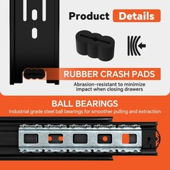 ToBeGreat 14 Inch Side Mount Drawer Slides, Black, Full Extension, 1 Pair | 1…