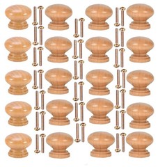 20Pcs Unfinished Wood Drawer knobs Pulls Finished, 33mm Round Mushroom