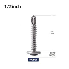 100pcs #8 x 1/2″, 5/8″, 3/4″, 1″ Stainless Steel 410 Wafer Head Self Drilling Sc