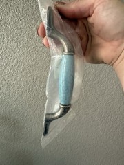 Light Blue Crackle Ceramic And Pewter Cabinet Handle Kitchen Drawer Pull New