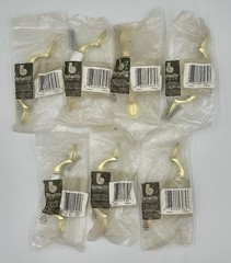 Lot of 7 Belwith P796-W Cabinet Drawer Pulls White Ceramic & Brass NOS Sealed