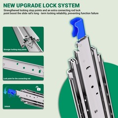 500 Lbs Heavy Duty Drawer Slides with Lock,12 14 16 18 20 22 24 26 28 30 32 3…