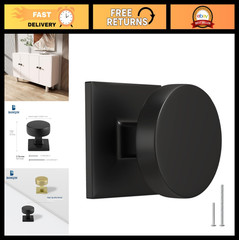 25 Pack Black Cabinet Knobs – Square & Round Dresser Drawer Hardware, Aluminium