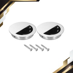 2Pcs Recessed Door Handles 2.75in Dia Round Hidden Concealed Door Pulls Silver