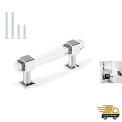 30 Pack Kitchen Cabinet Handles with Square Clear Tube, 3in Hole Centers Acry…
