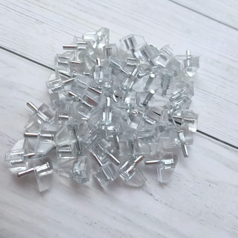 50 Pack 1/8 Inch 3mm Clear Shelf Support Pegs Plastic Cabinet Pins Clips