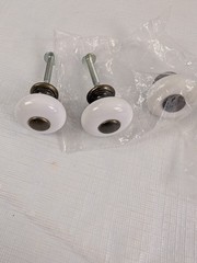 6 Vintage FARMHOUSE Small Porcelain Ceramic Drawer Cabinet Door Pull Knobs READ