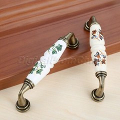 Country Styles Ceramic Cabinet Door Pulls Handle Zinc Alloy Closet Drawer Knobs