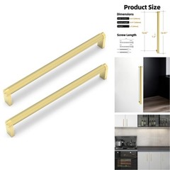 KOMOTIA 10 Pack Brushed Gold Cabinet Pulls 12-5/8 in Hole Centers