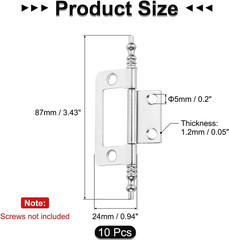 10 Pcs Metal Non-Mortise Hinges, Cabinet Door Hinges for Furniture Hardware Clos