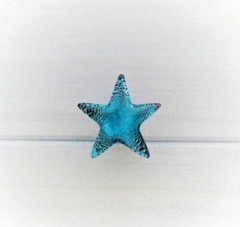 1 Starfish Blue Iridescent Glass Knob Cabinet Drawer Pulls Handle Beach Nautical