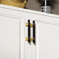 12 Pack 3 Inch Hole Centers Black and Gold Cabinet Pulls Matte Black