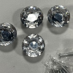 12 pc. Lot Crystal Faceted Round Glass Diamond Cut Cabinet Knobs Drawer Pulls