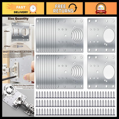 20PCS Stainless Steel Cabinet Hinge Repair Plate Kit with Screws for Cupboards